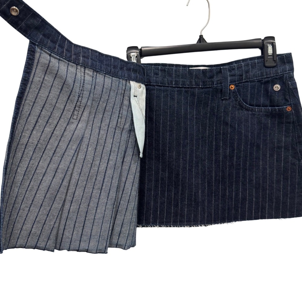 NWT RE/DONE Indigo Pinstripe Denim Tennis Wrap Skirt – Size‎ 24 (runs larger) - Picture 5 of 16